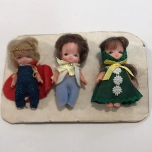 Three Vintage Dolls on a Card